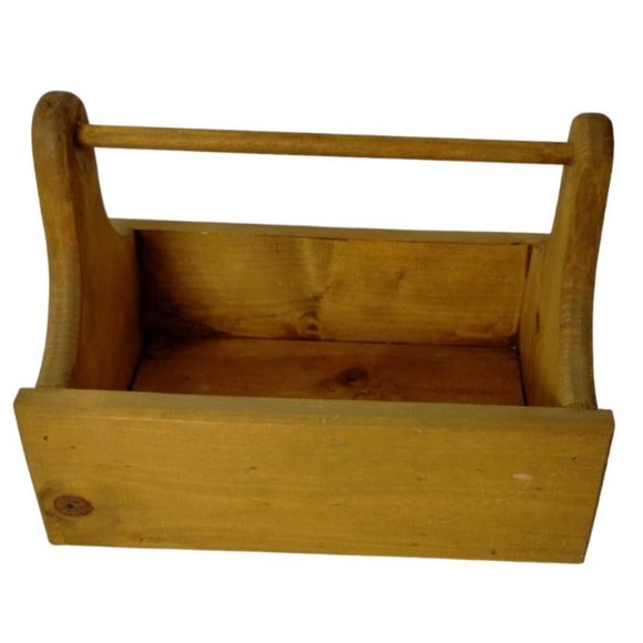 Vintage Beanies Handmade Wooden Toolbox Storage with Handle 13 x 8 in - Picture 6 of 8